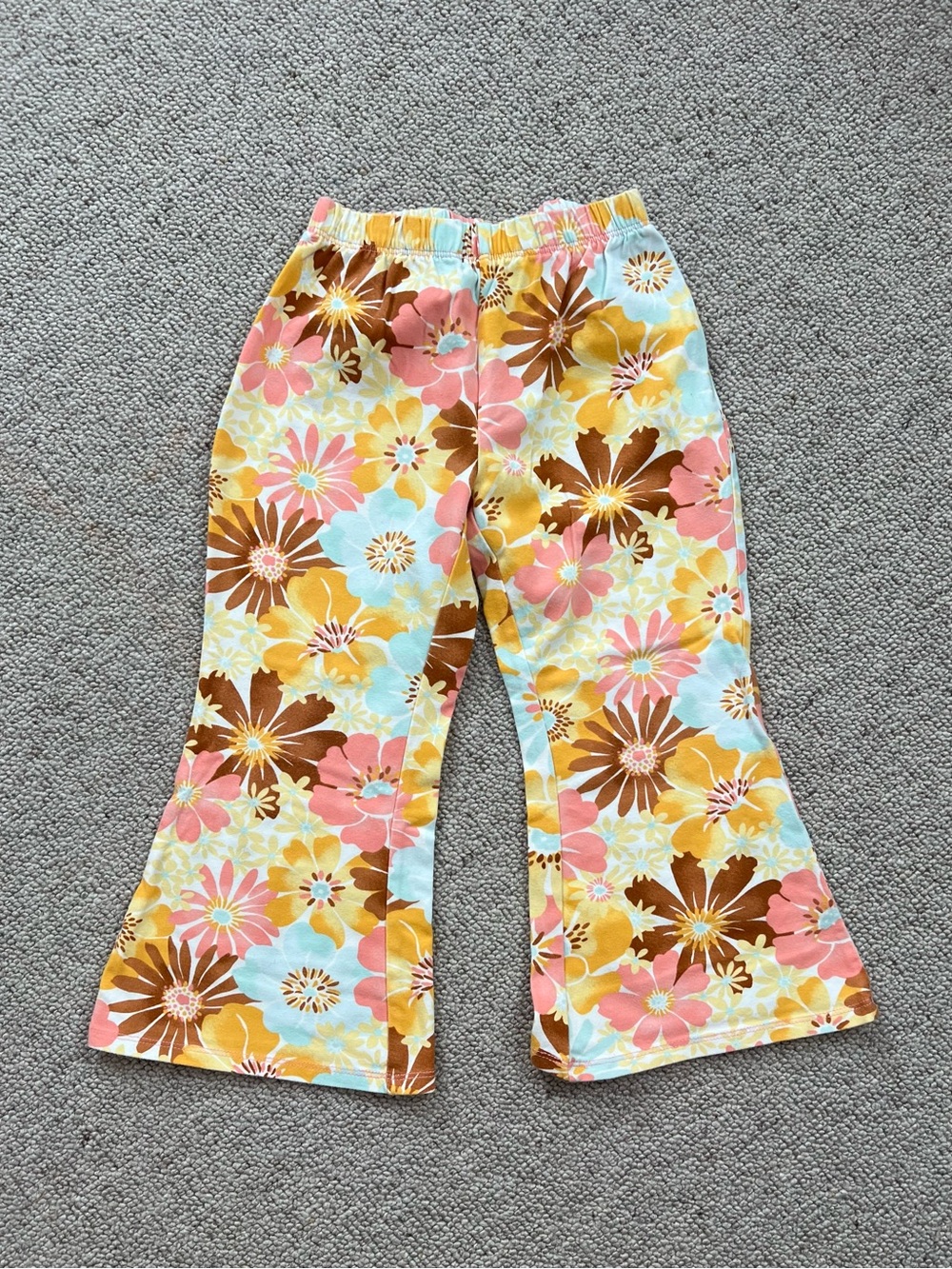 Billabong XXS Kids Floral Flared Pants - Pink, Yellow & Blue